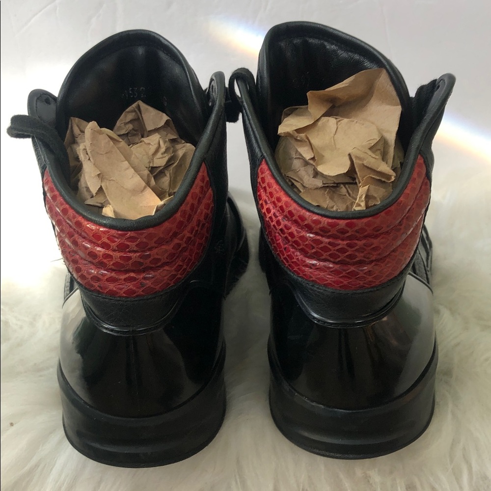 Gucci Men's Black Leather Sneakers Size 6.5 Black High Lace Up Sneakers w/COA - Picture 4 of 10